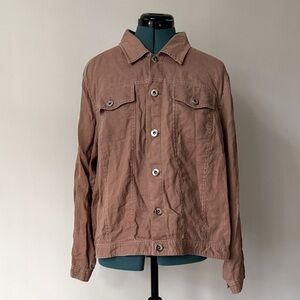 Lily Stanhope | 100% Linen Lightweight Jacket in Tan | Size 2X